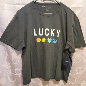 LUCKY BRAND ~ Dark Gray Graphic T-Shirt Crop Top - NEW!